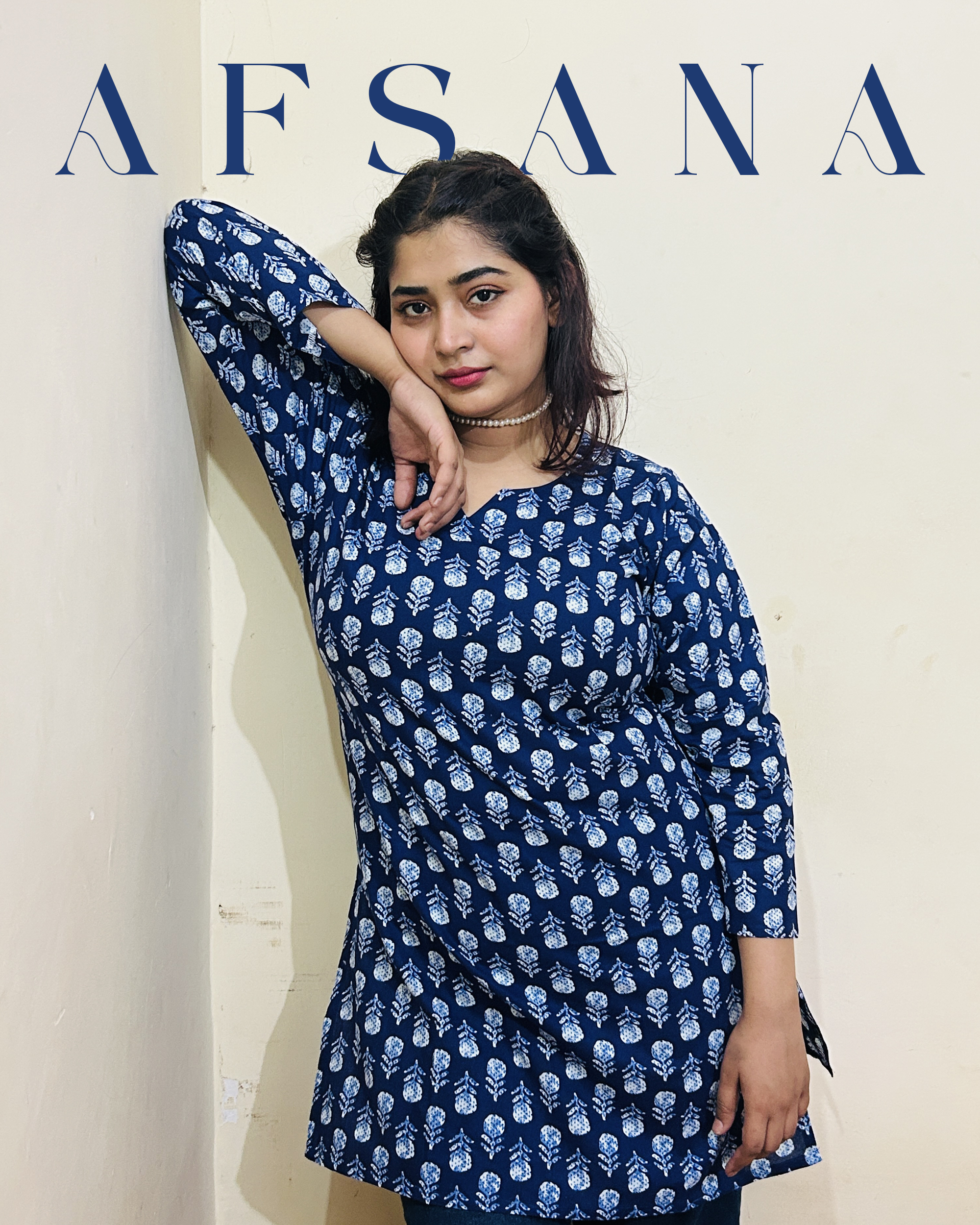 Afsana Notch Neck Sleeve Kurti
