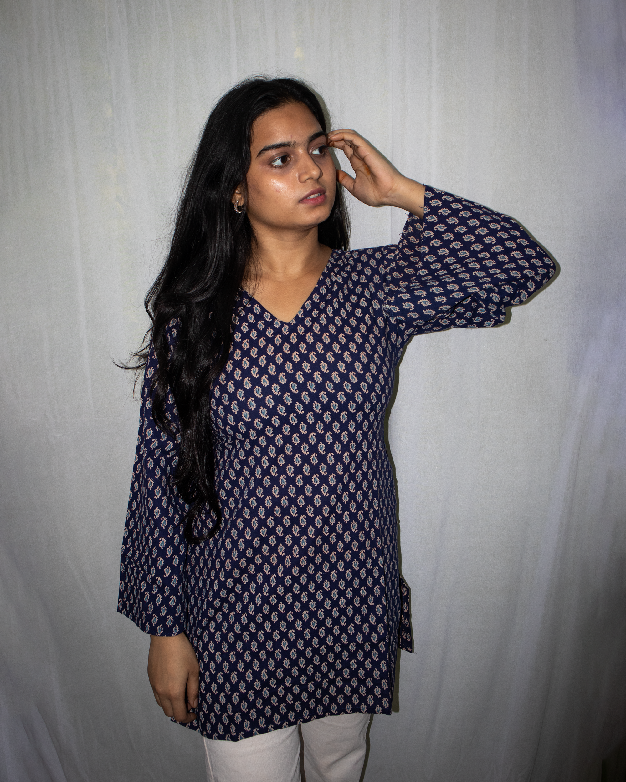 Arzoo V-Neck Bell Sleeve Kurti