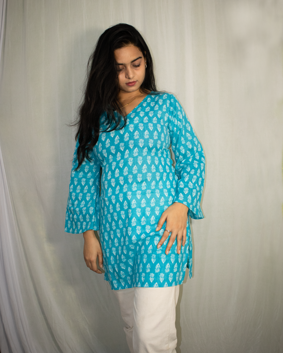 Kusum V-Neck Bell Sleeve Kurti