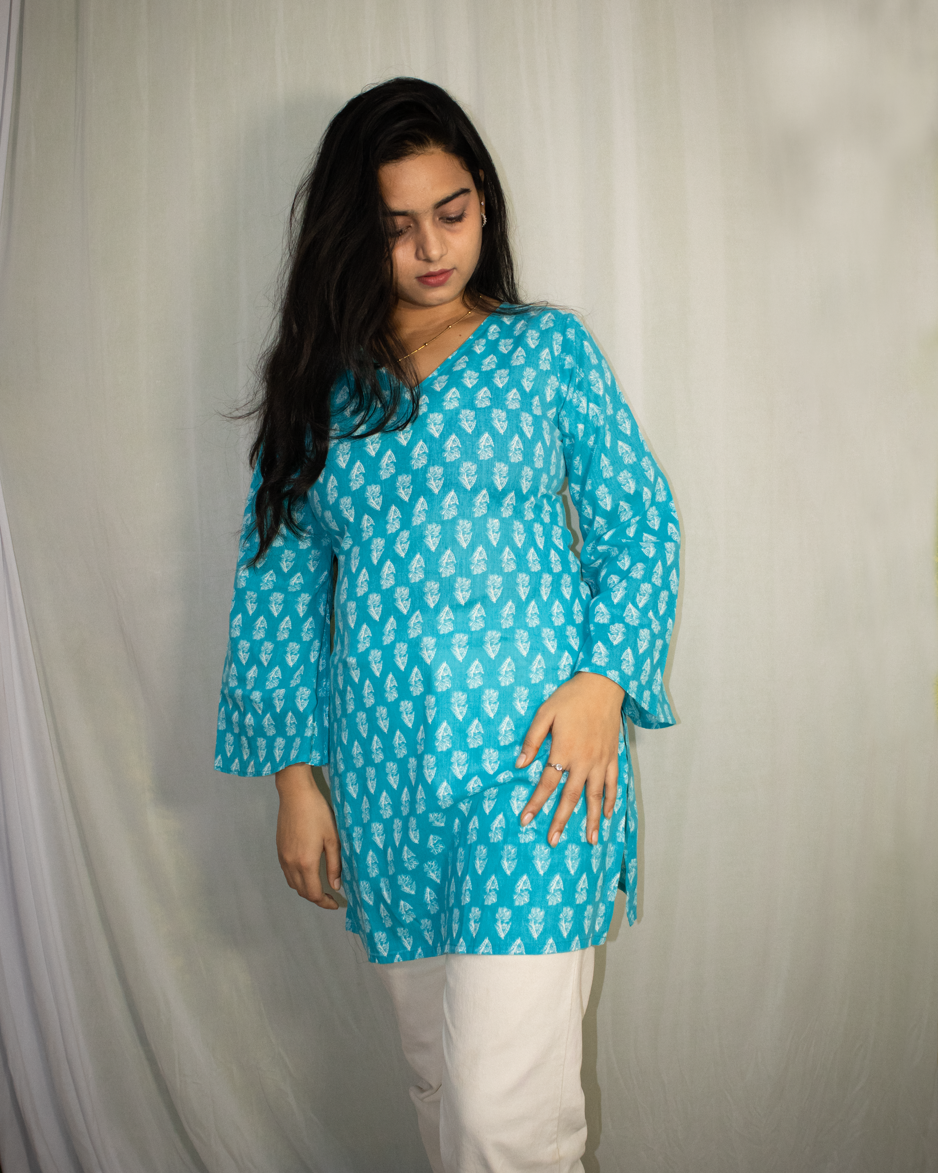Kusum V-Neck Bell Sleeve Kurti
