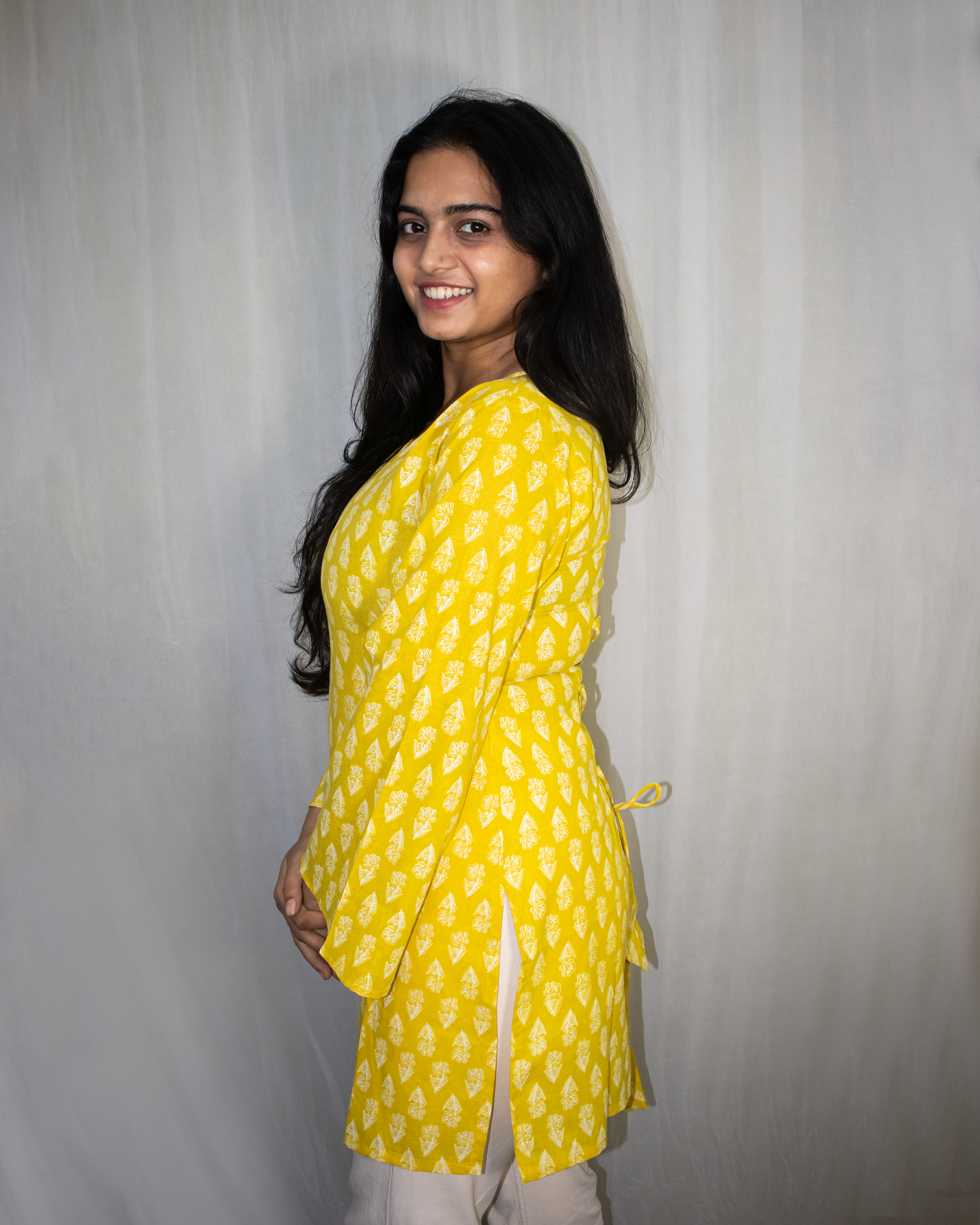 Kusum V-Neck Bell Sleeve Kurti