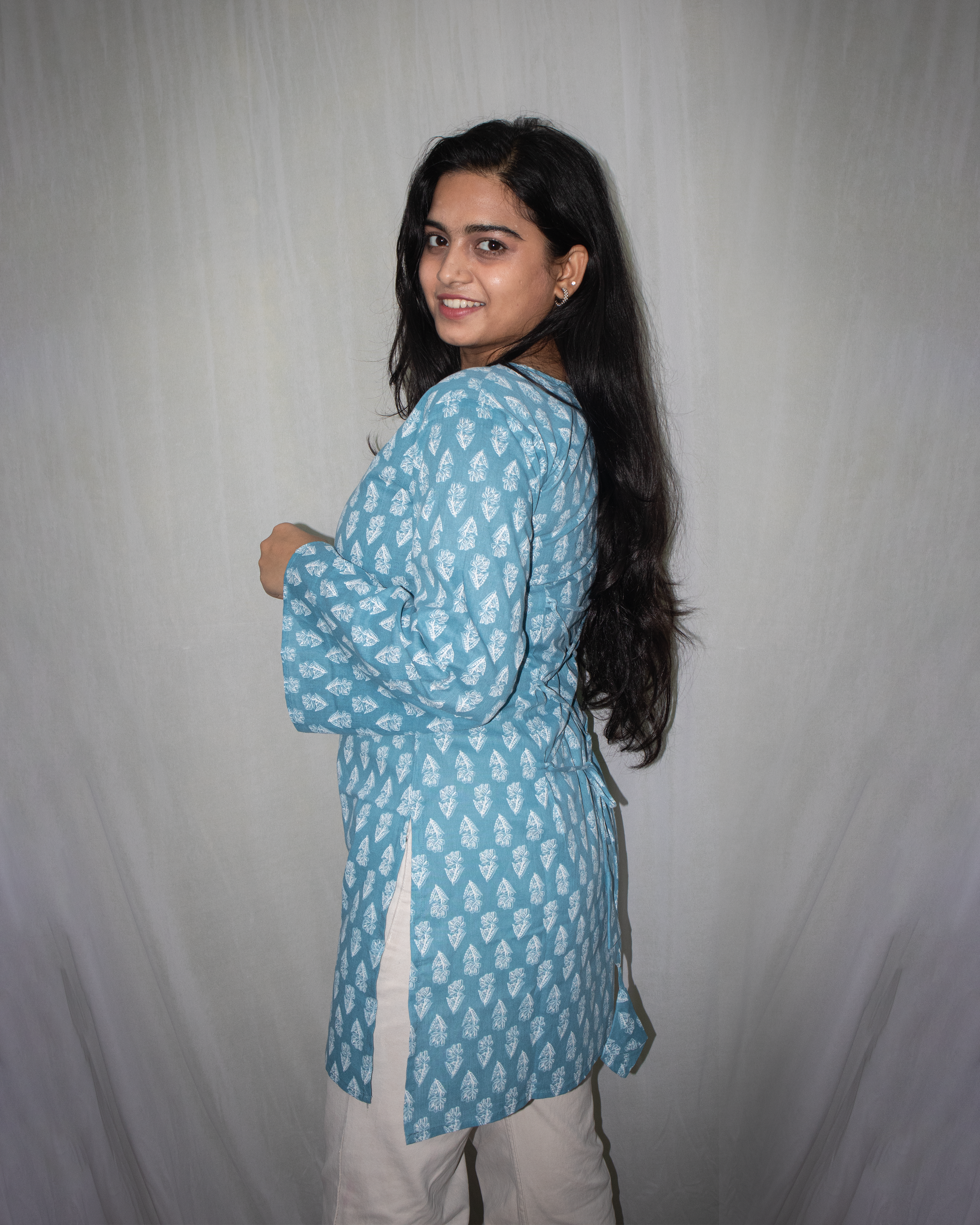 Kusum V-Neck Bell Sleeve Kurti