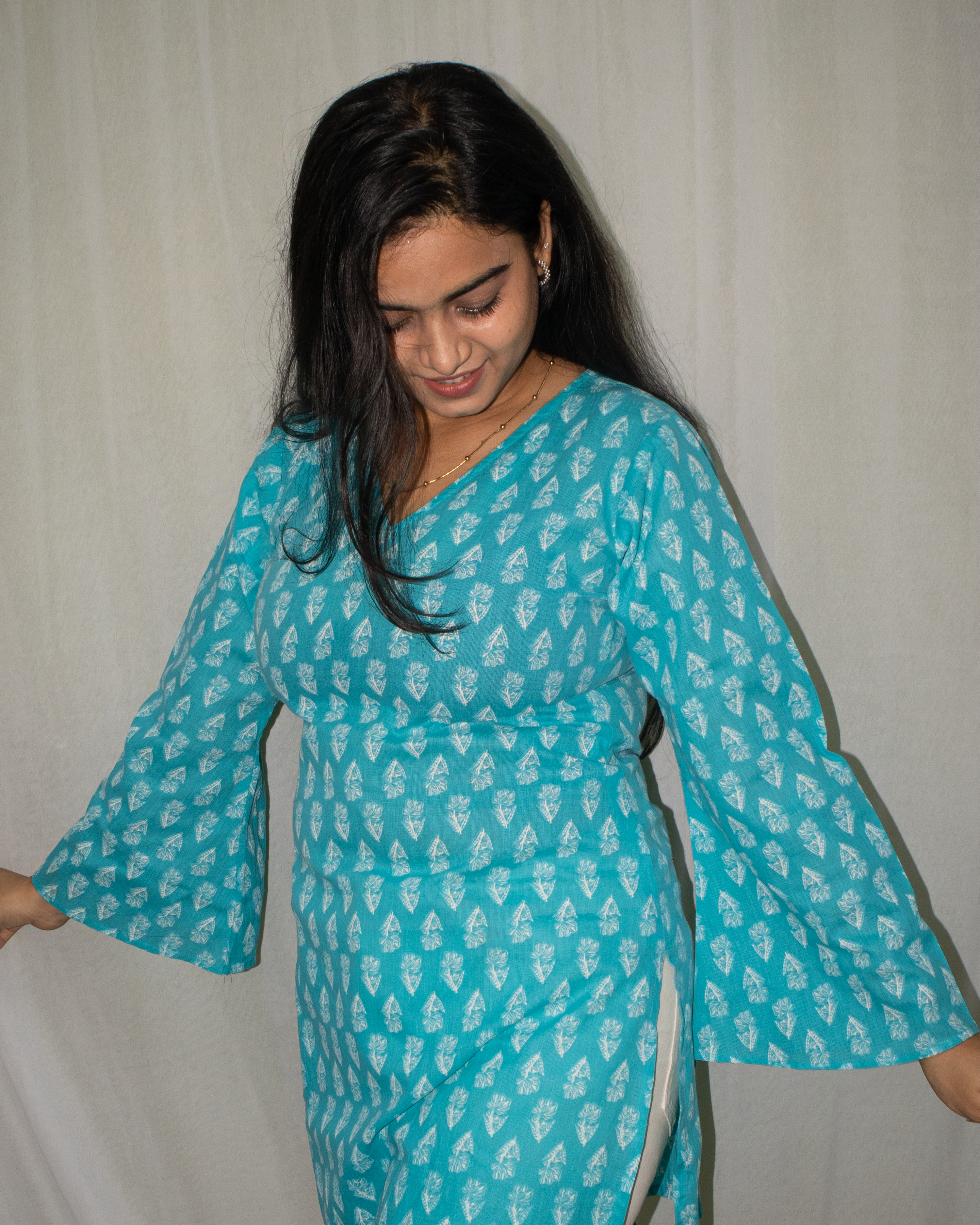 Kusum V-Neck Bell Sleeve Kurti