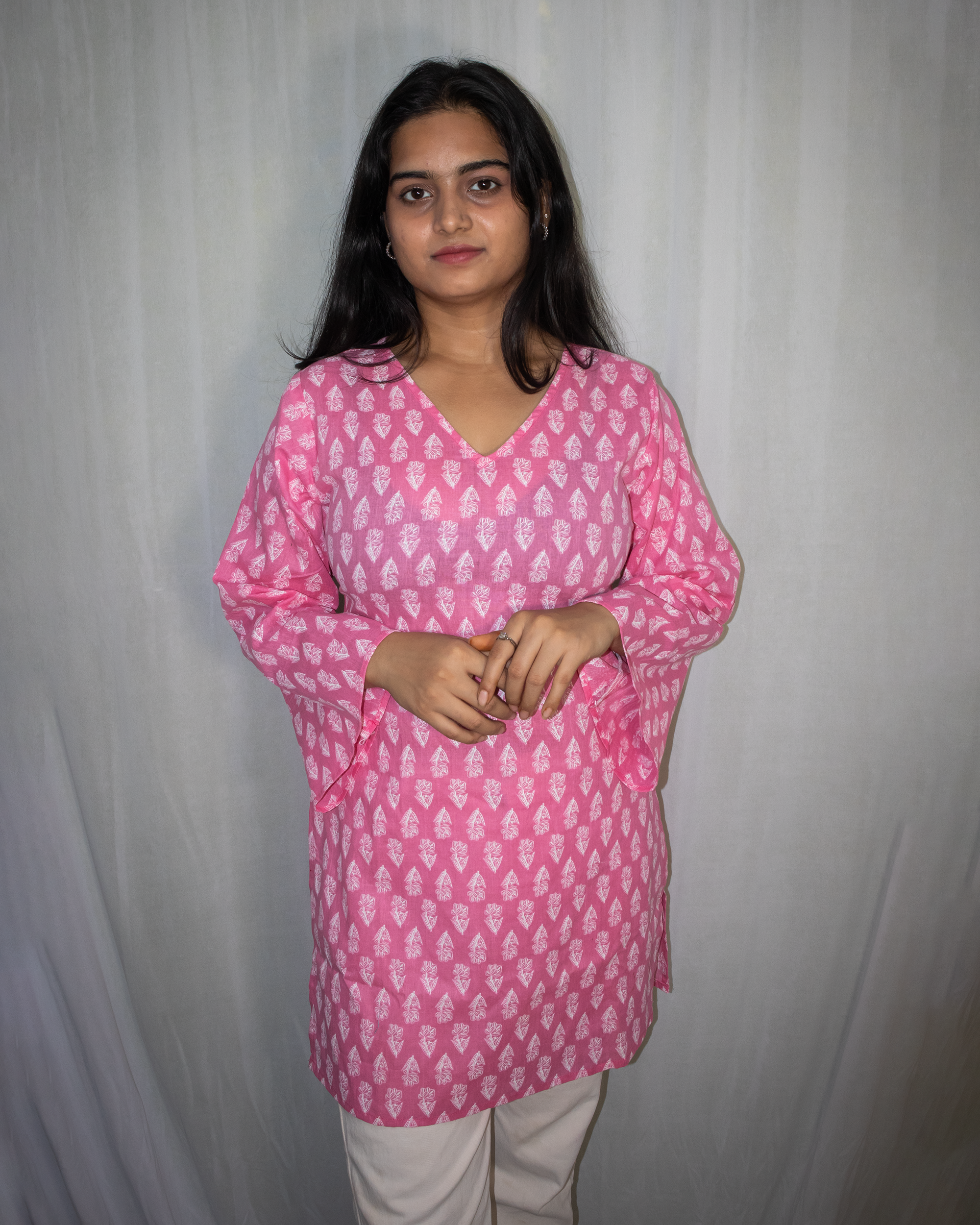 Kusum V-Neck Bell Sleeve Kurti