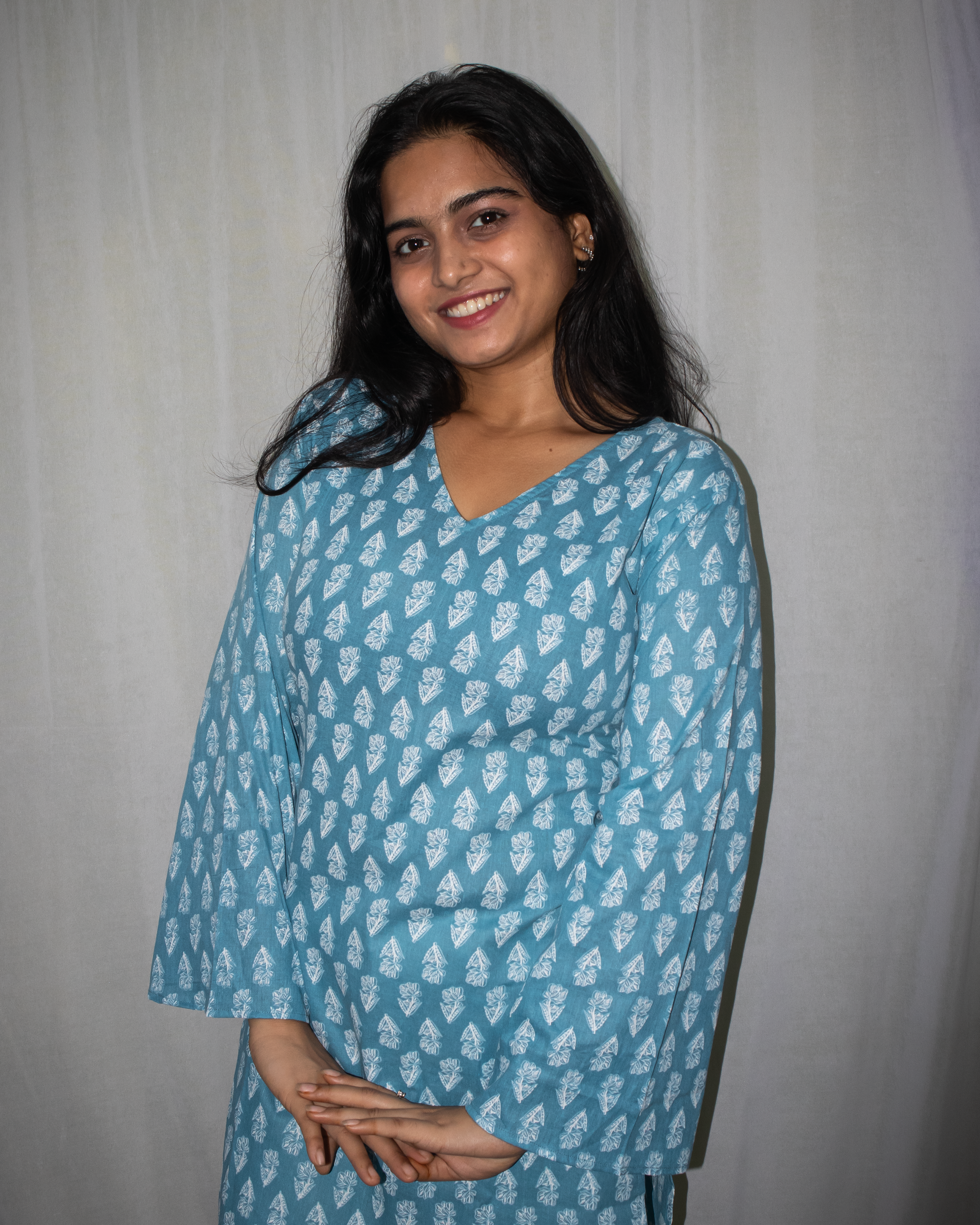 Kusum V-Neck Bell Sleeve Kurti