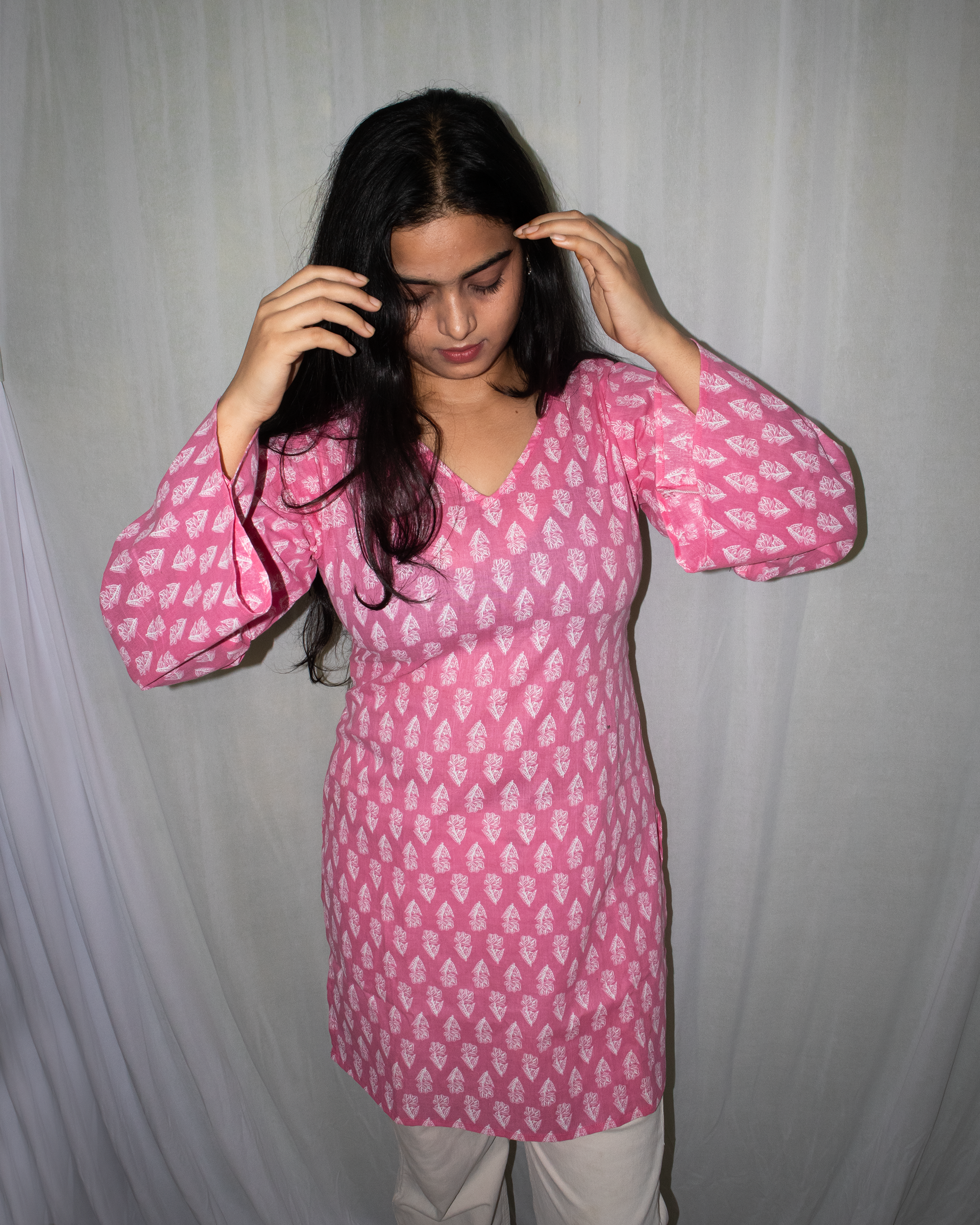 Kusum V-Neck Bell Sleeve Kurti