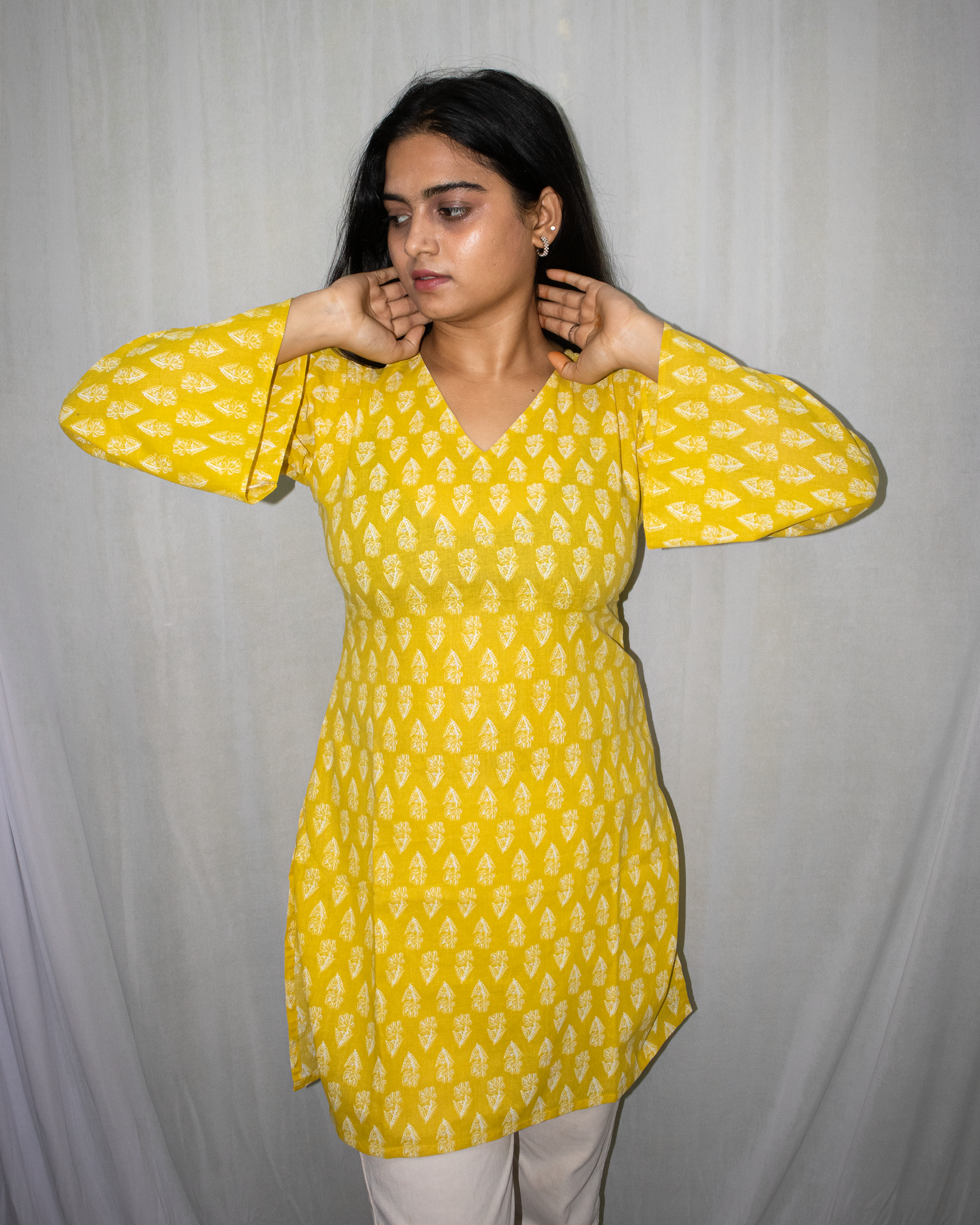 Kusum V-Neck Bell Sleeve Kurti