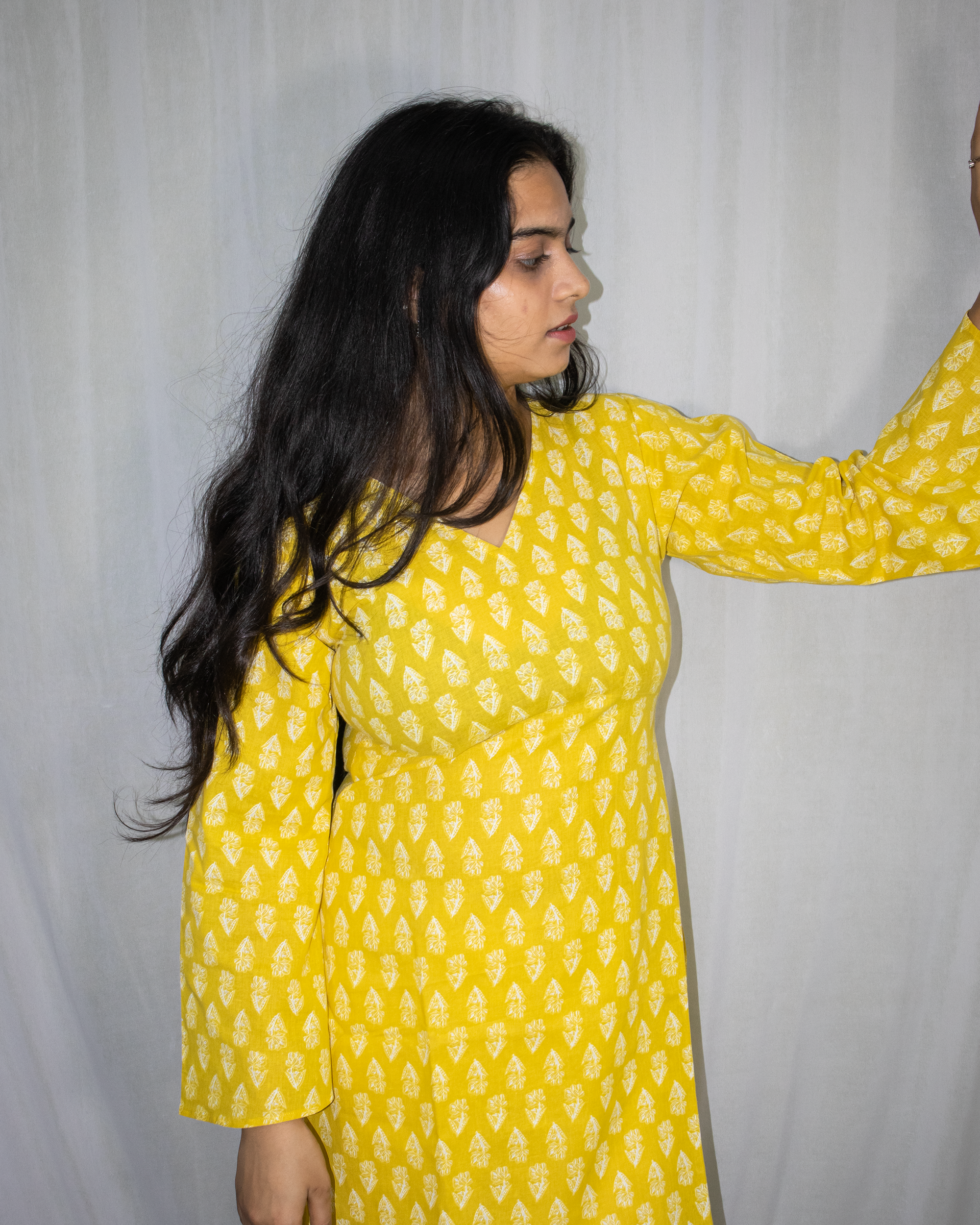 Kusum V-Neck Bell Sleeve Kurti