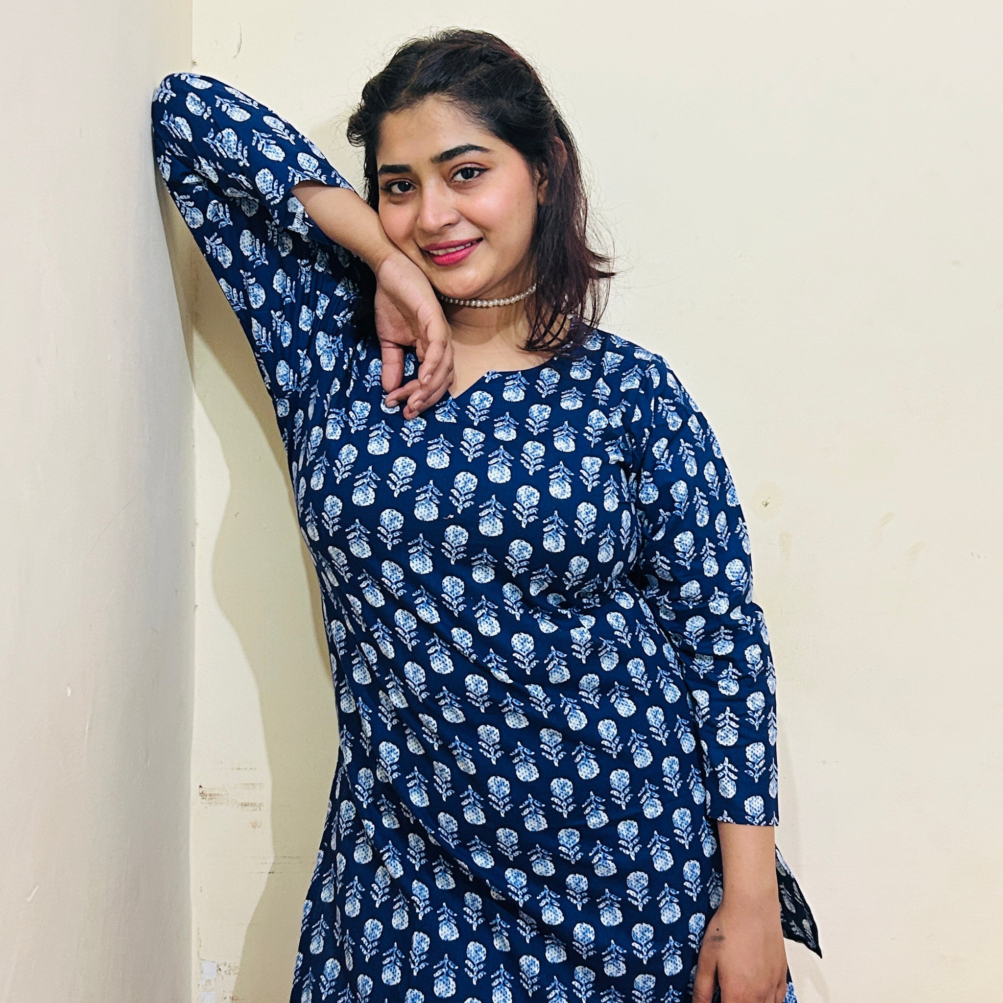 Indigo Blossom Everyday Short Kurti