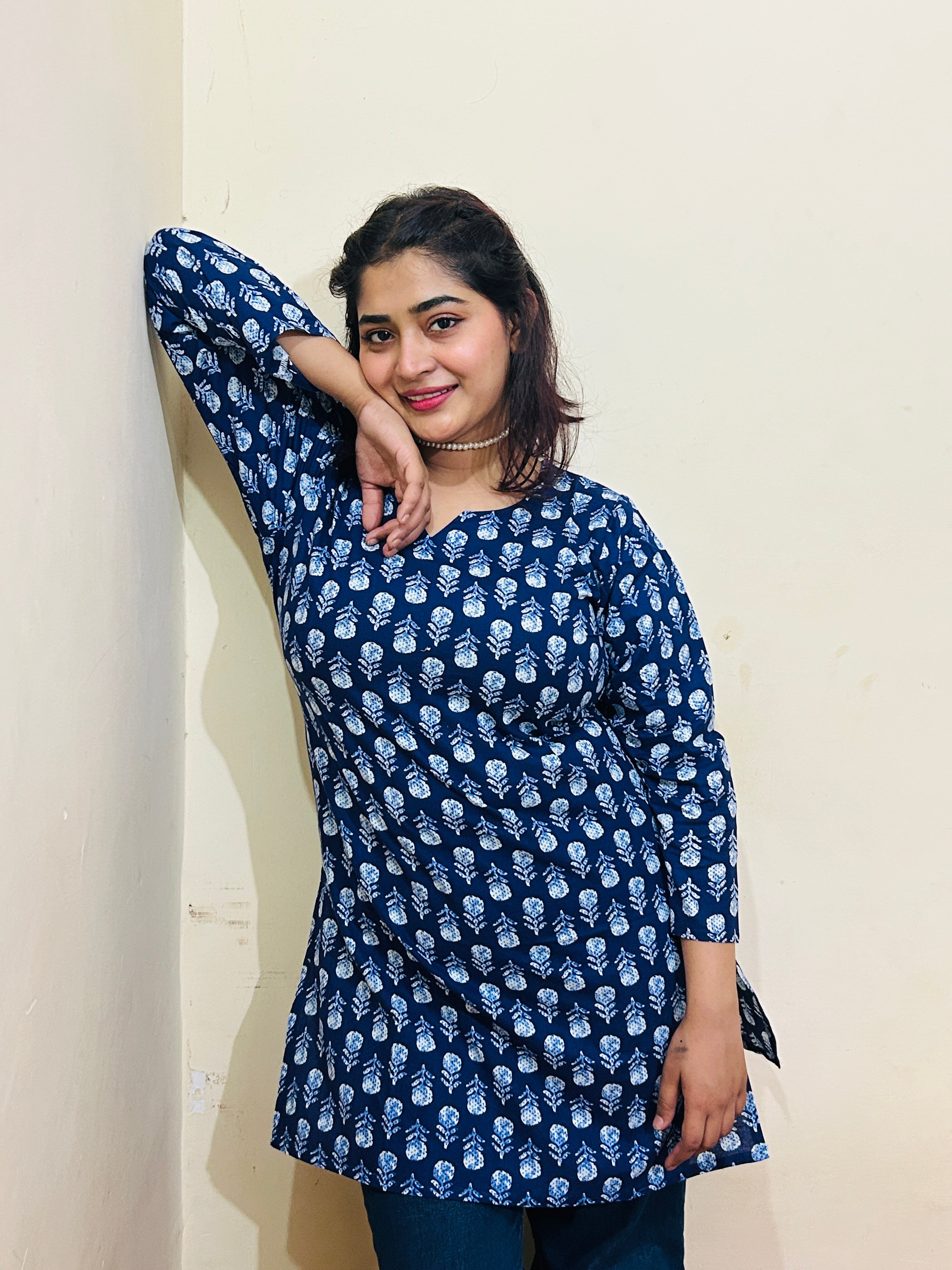 Indigo Blossom Everyday Short Kurti