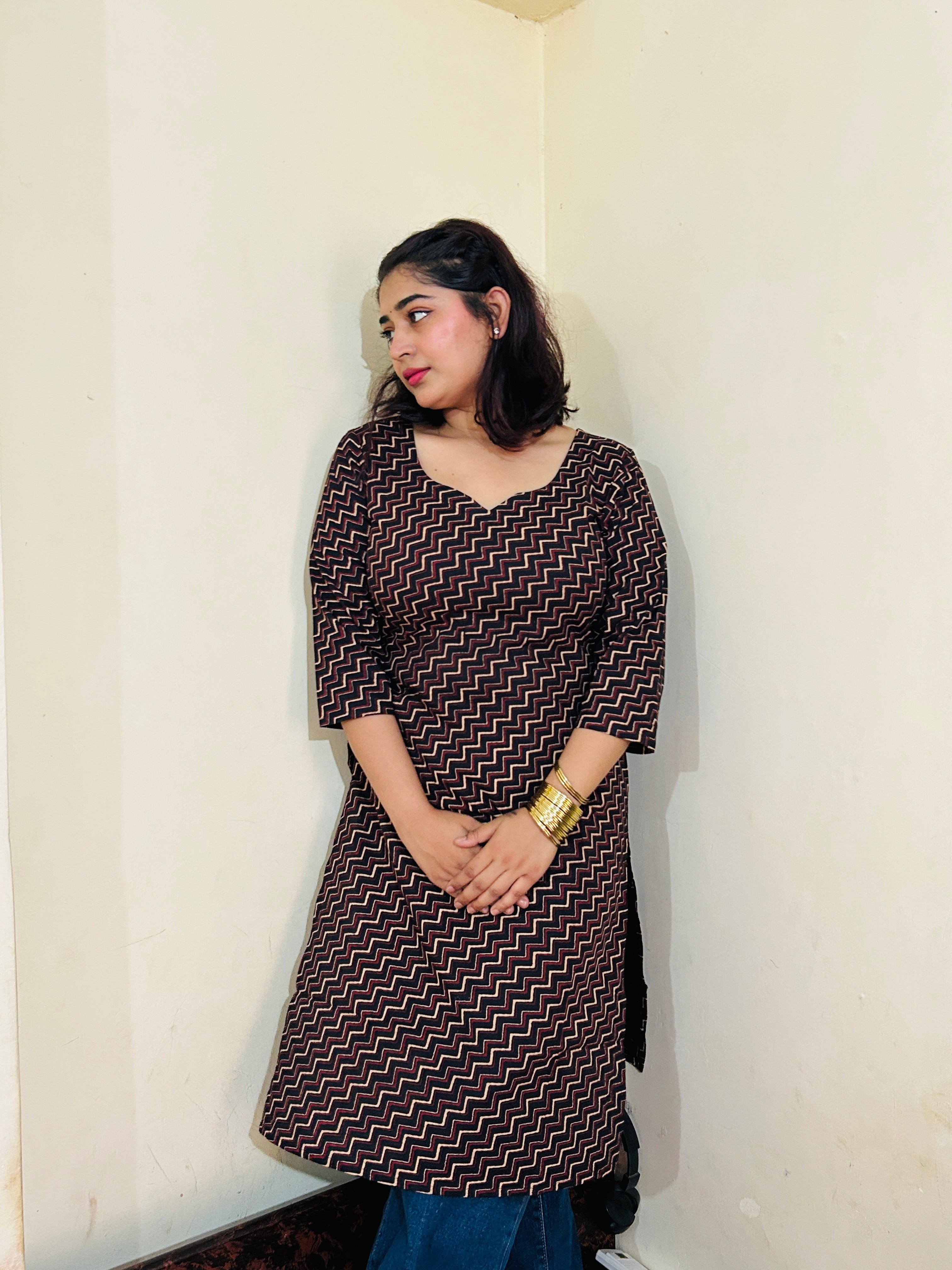Maroon Zigzag Everyday Kurti