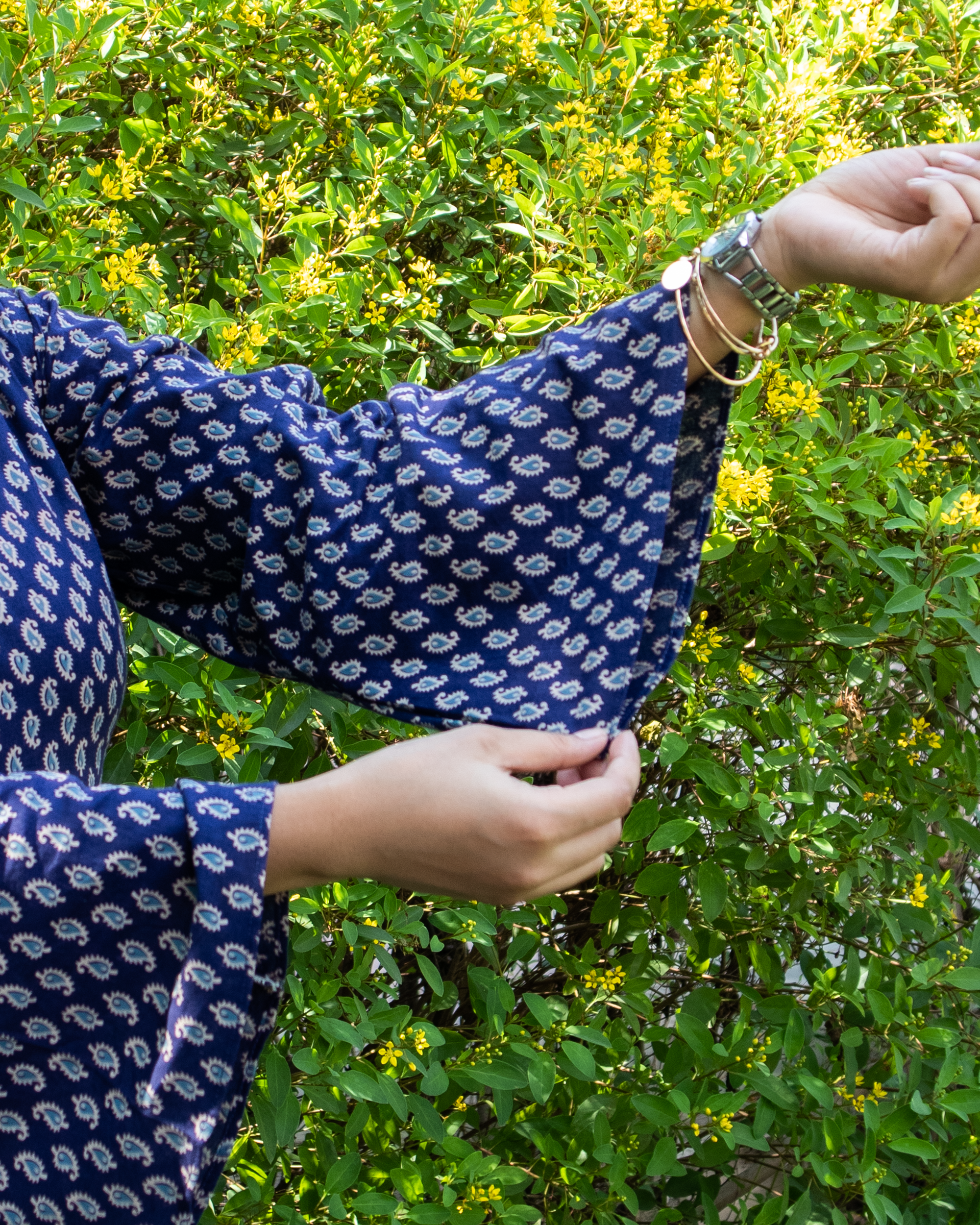 Midnight Bloom Bell Sleeves Short Kurti