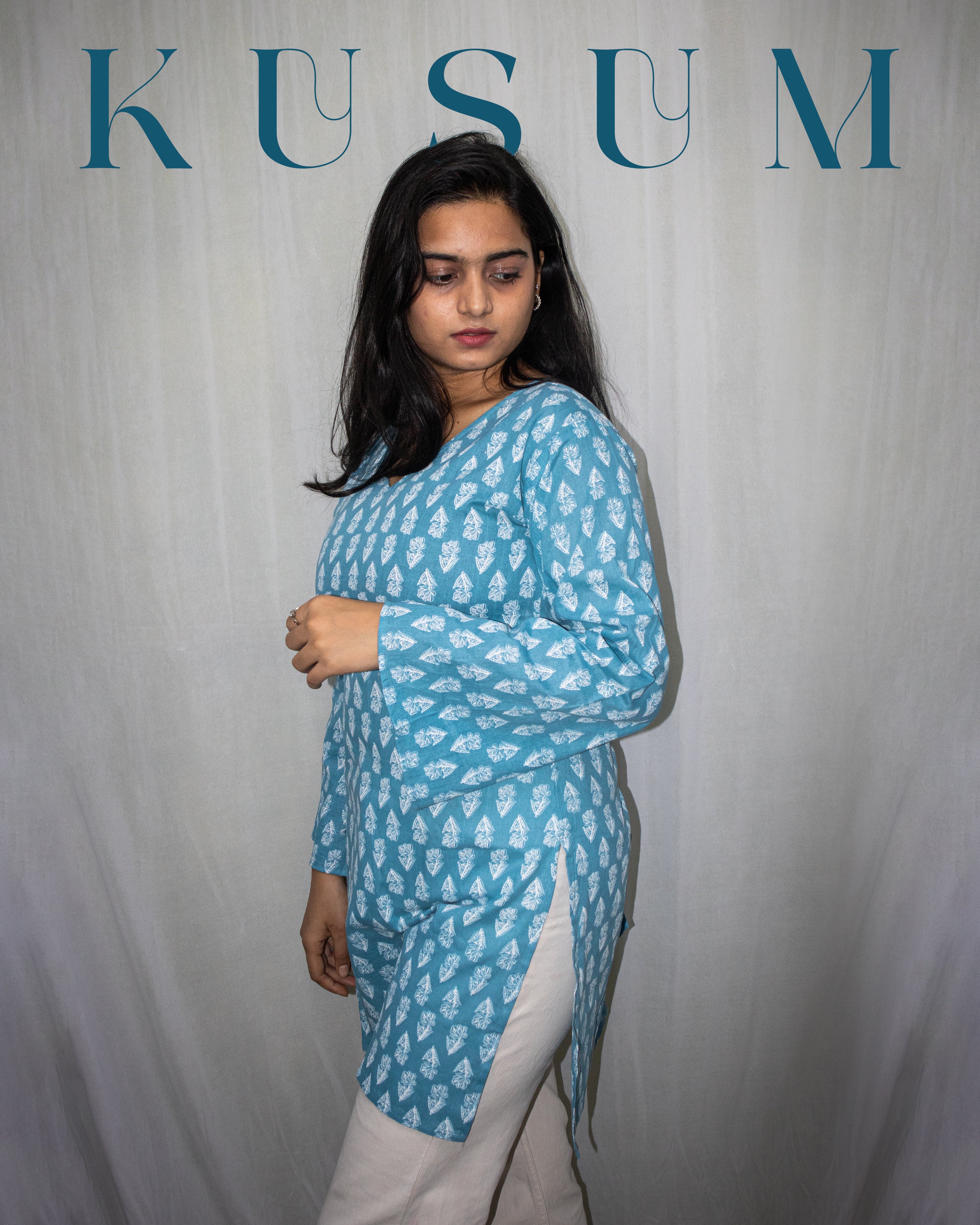 Kusum V-Neck Bell Sleeve Kurti