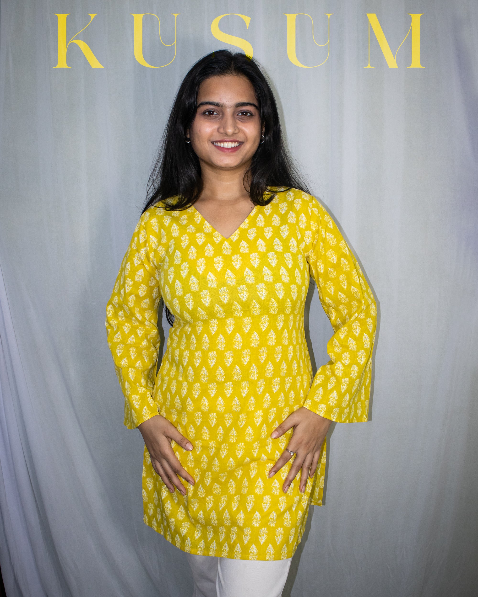 Kusum V-Neck Bell Sleeve Kurti