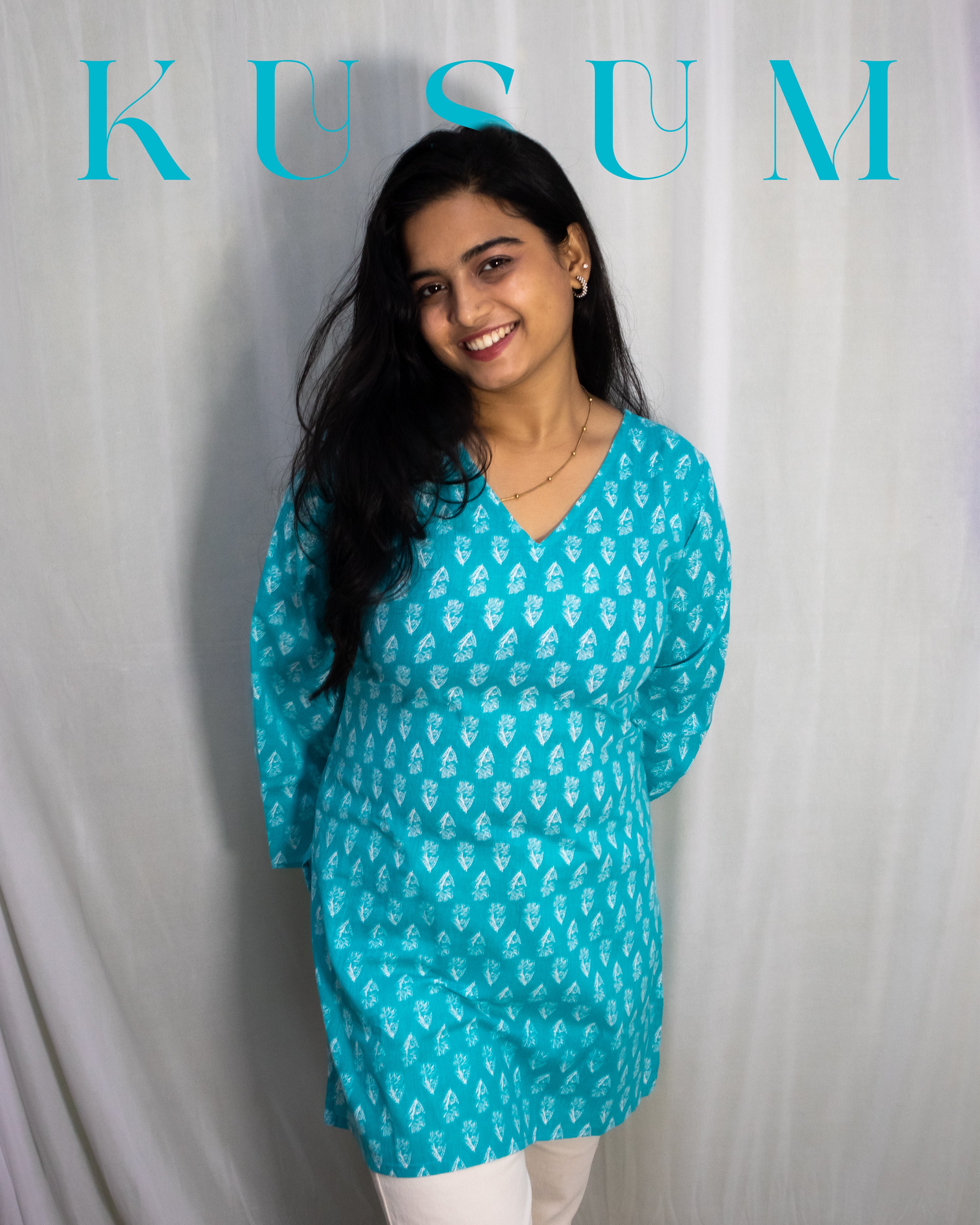 Kusum V-Neck Bell Sleeve Kurti